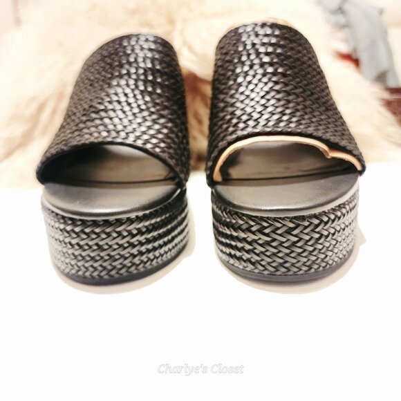 Guess Yenisa Woven Platform Wedge Slip-on Sandals Black Size 11M‎ NWOB - Picture 9 of 10